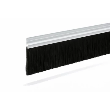 KT-PH-5-107-82-NATUR típusú, 107 mm magas natúr alumínium profilos ajtókefe 82 mm-es fekete sörtével.