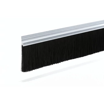 KT-PH-5-117-92-NATUR típusú, 117 mm magas natúr alumínium profilos ajtókefe extrém 92 mm-es fekete sörtével.