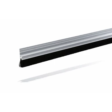 KT-PH-5-43-18-NATUR típusú, 43 mm magas natúr alumínium profilos ajtókefe 18 mm-es fekete sörtével.