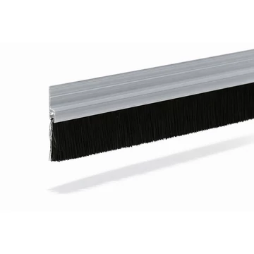 KT-PH-5-55-30-NATUR típusú, 55 mm magas natúr alumínium profilos ajtókefe 30 mm-es fekete sörtével.