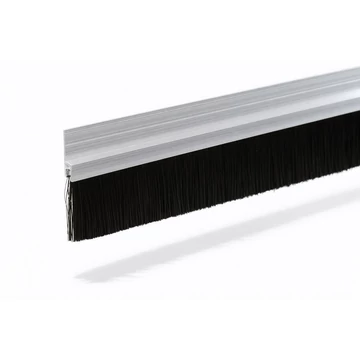 KT-PH-5-61-36-NATUR típusú, 61 mm magas natúr alumínium profilos ajtókefe 36 mm-es fekete sörtével.