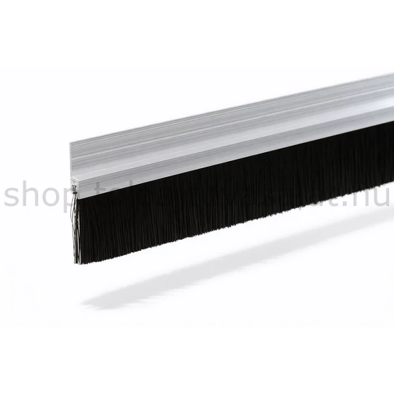 KT-PH-5-61-36-NATUR típusú, 61 mm magas natúr alumínium profilos ajtókefe 36 mm-es fekete sörtével.